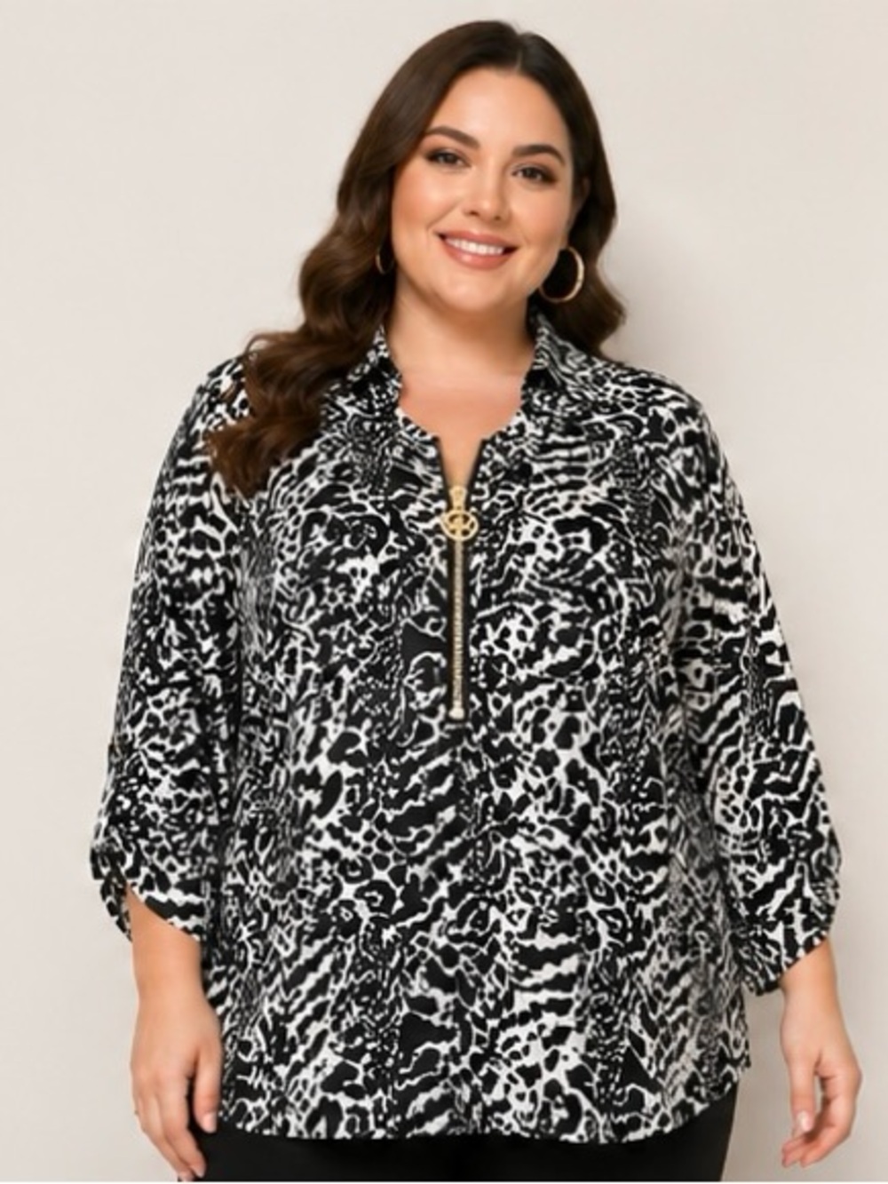 🖤 Michael Kors Animal Print Zip Blouse – Size 3X – NWT 🖤 - Picture 5 of 7